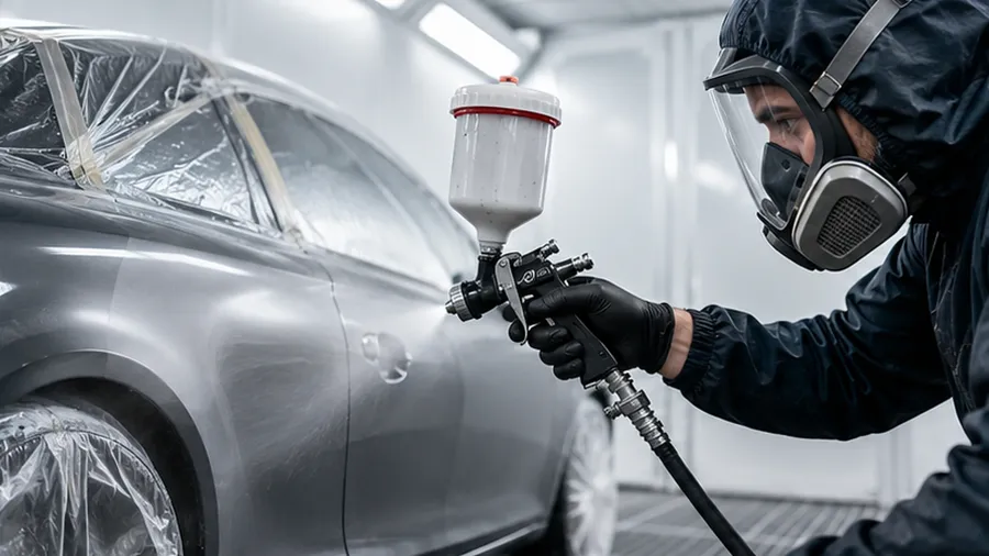 Spray painting a vehicle at Romex